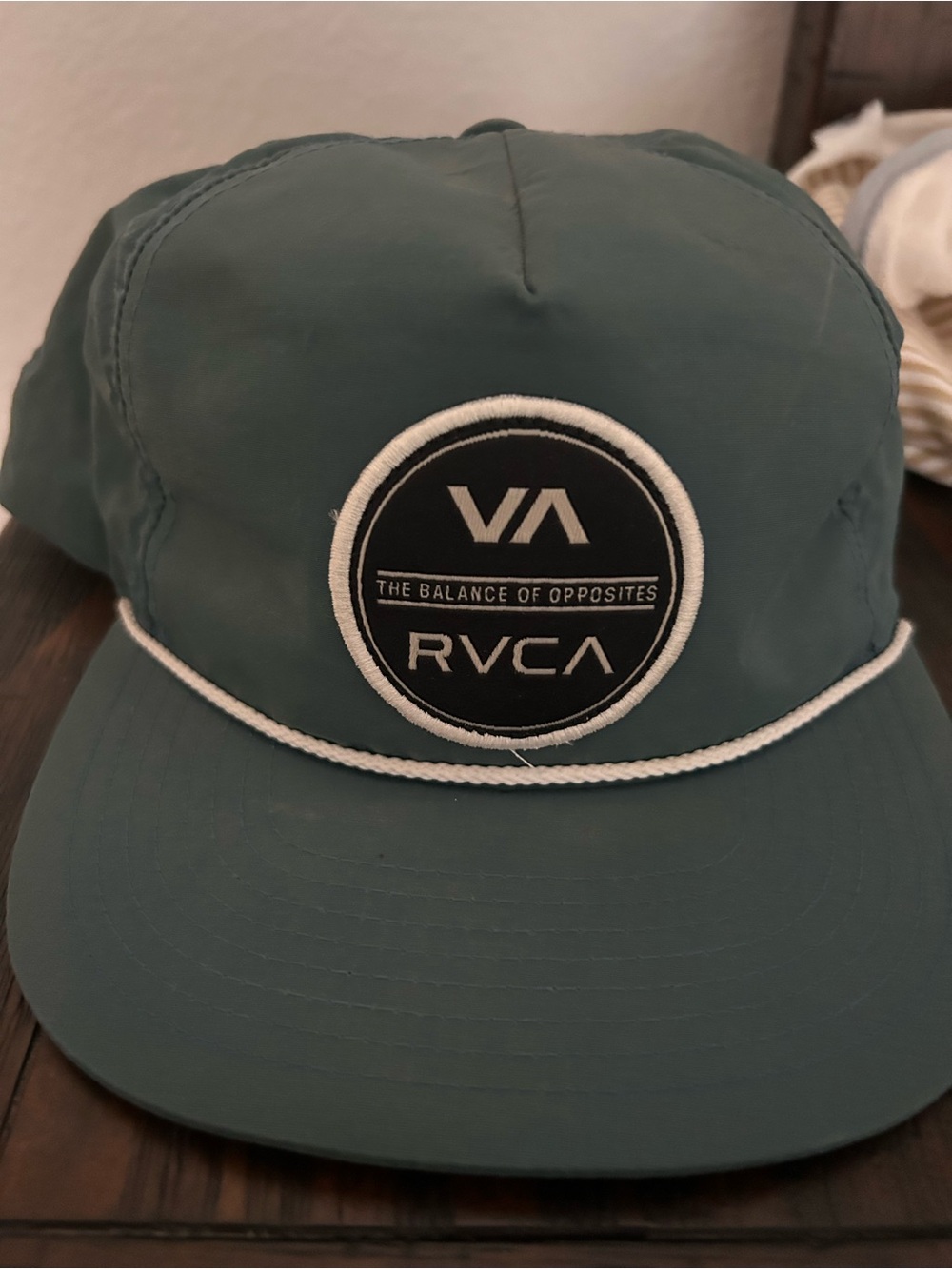 RVCA Teal Green Mens Hat with White Rope and Black Patch